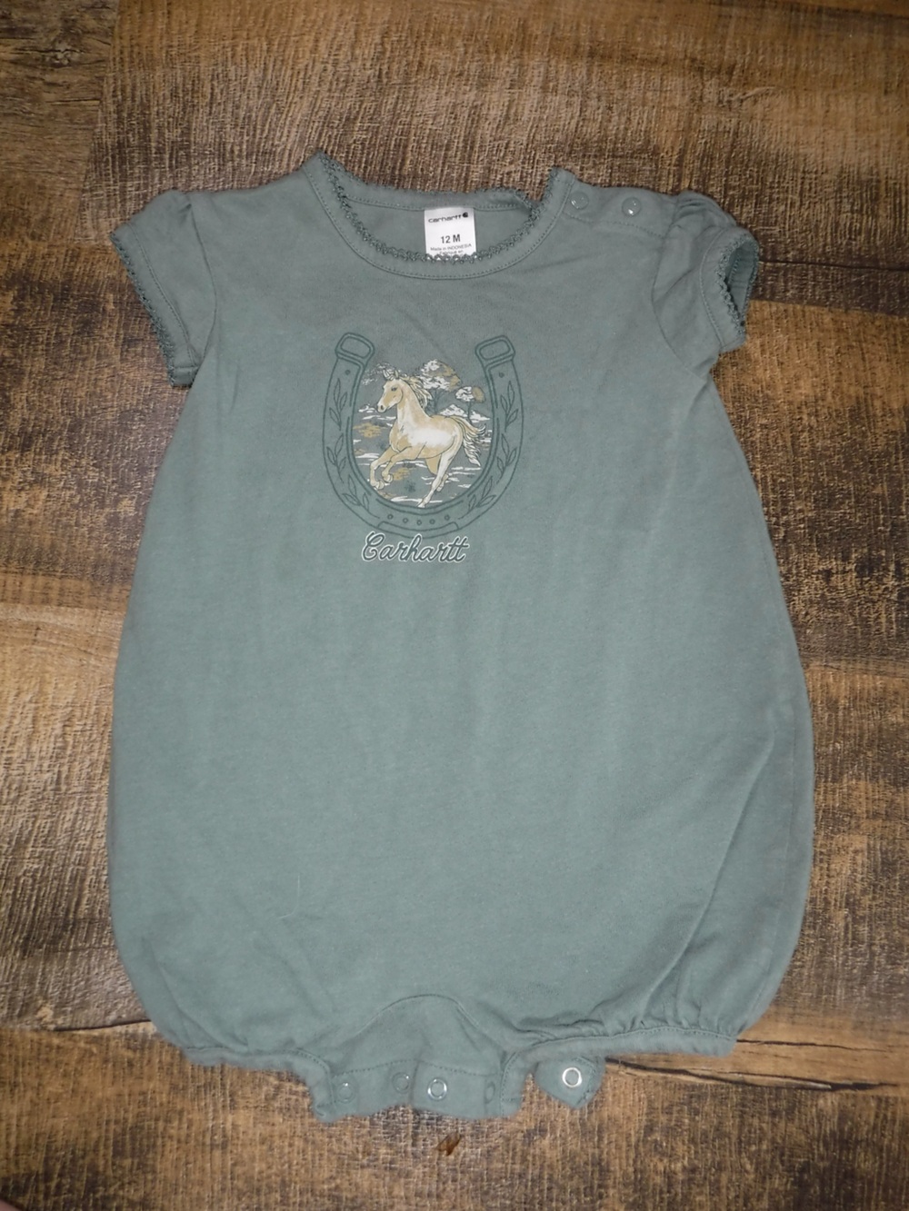 Carhartt Sage Green Horse Graphic Bubble Romper